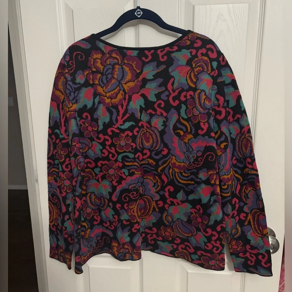 Peruvian Connection | Black Multicolor Paisley‎ Cardigan Sz XL - Picture 2 of 8